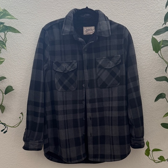 Boston Traders Men’s Gray Black Plaid Sherpa Lined Flannel Jacket Size S - Picture 1 of 6